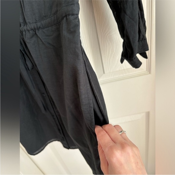 NWT New Abercrombie & Fitch Linen Blend Button Up Long Sleeve Cinch Waist Dress - Picture 6 of 16